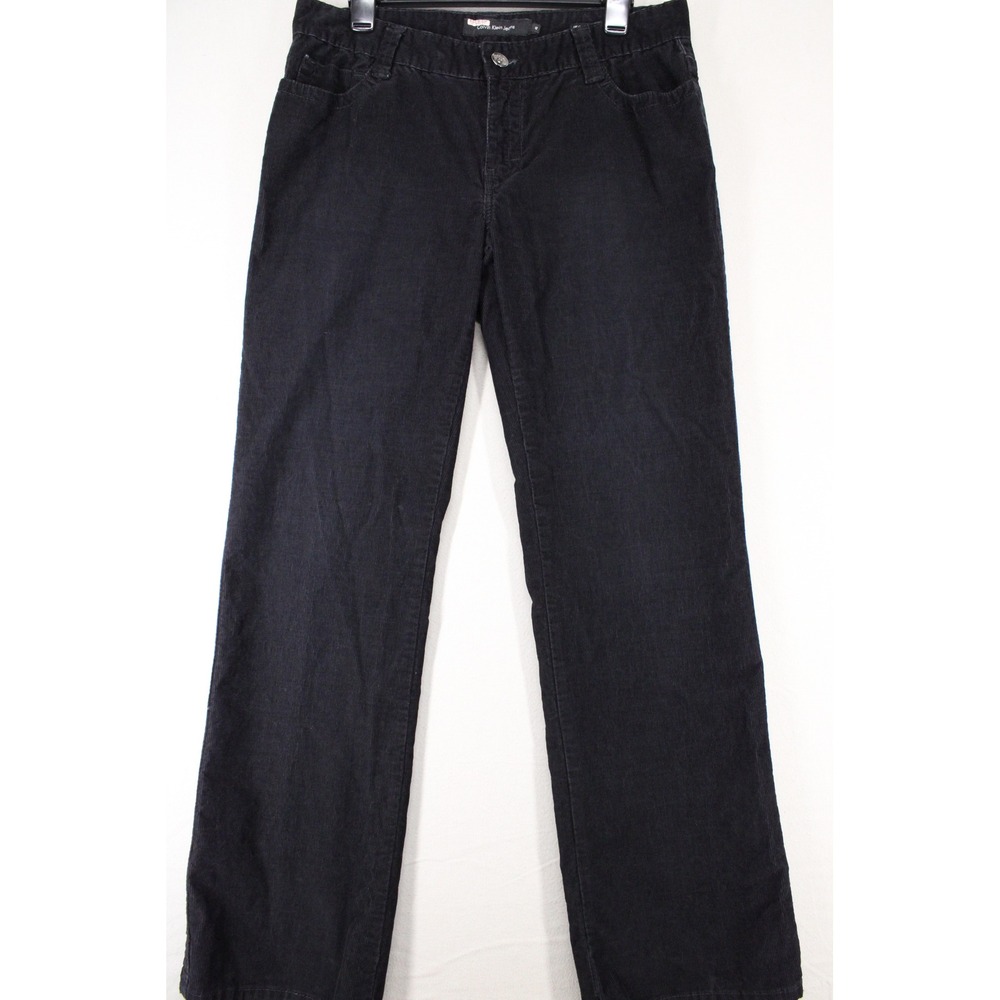 Calvin Klein Jeans Corduroy Pants Lean Bootcut Women 12 Black Stretch Preppy